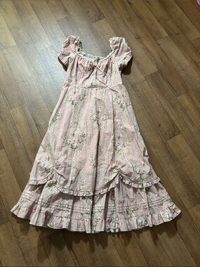 Lacemade floral dress Cinderella-style whimsical fairy frolic Cotton lace tiered